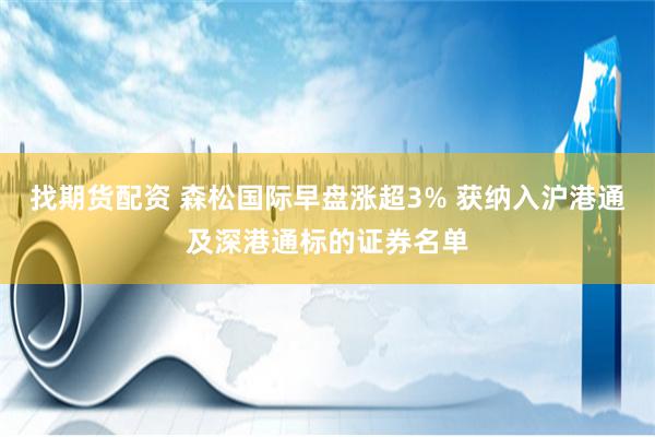 找期货配资 森松国际早盘涨超3% 获纳入沪港通及深港通标的证券名单